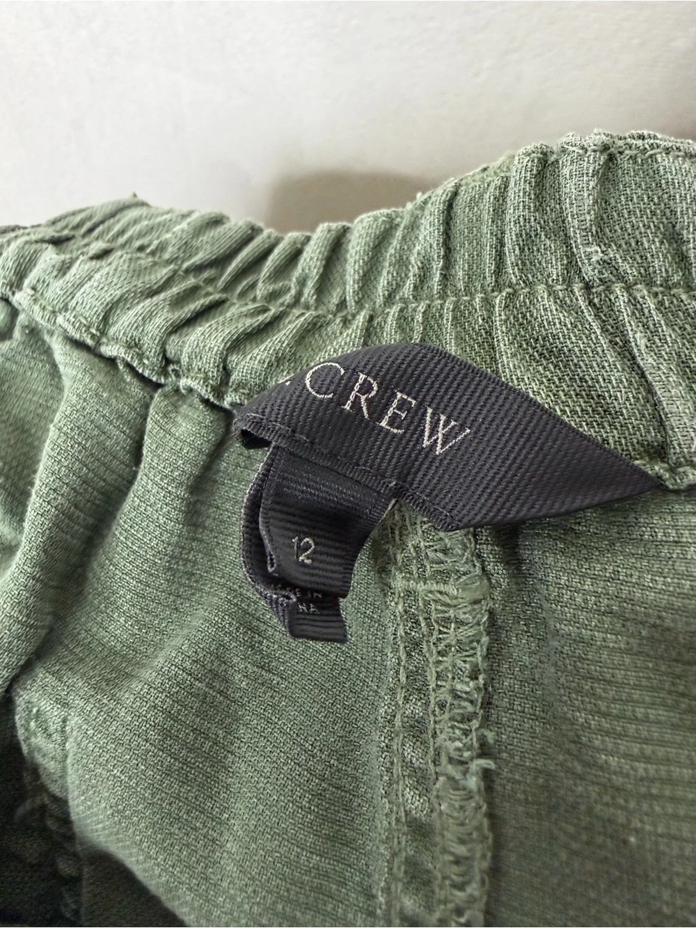 J.CREW / Weekend Pant in Fern Green Casual Relaxed Fit Linen Blend E9182 / 12